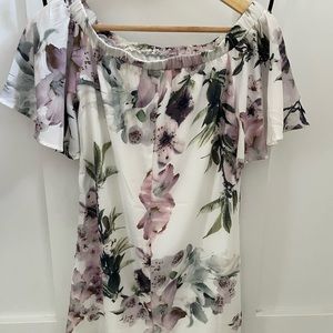 Flower off shoulder dress